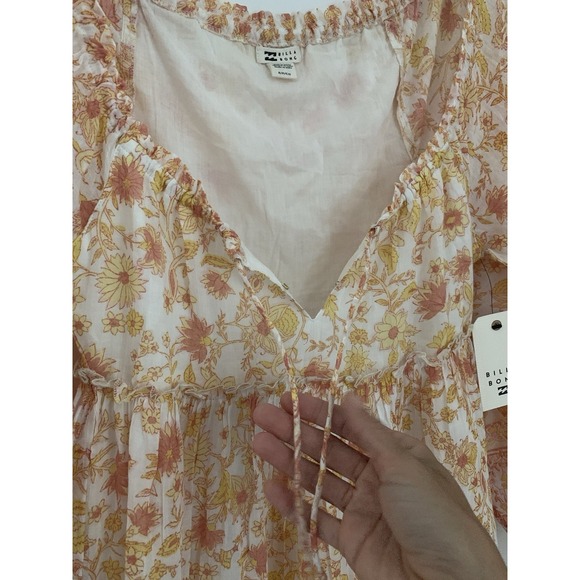 NWT Billabong Endless Sunset Dress SzS 100% Cotton Printed Maxi Boho Cottagecore - Picture 5 of 14